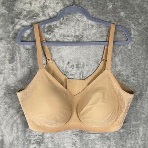 Honeylove Crossover Bra Womens 2X Tan Good Wire-Free Floral Flocking BRBR00037‎